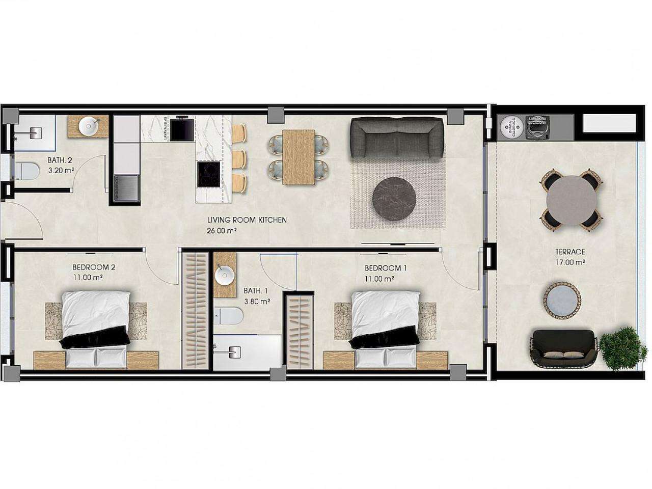 Neubau Penthaus mit 2 Schlafzimmern und 2 Badezimmern in La Marina| Ref: MA-2375C – La marina