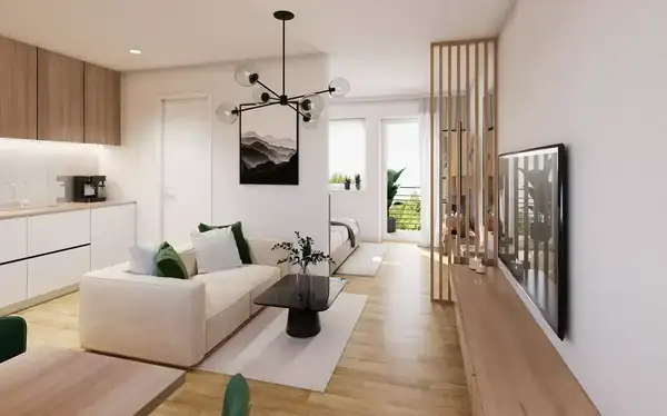 Erstbezug Neubau! Komplett möbliert mit 3er Küche und hochwertigen Schreinermöbeln! Südbalkon!