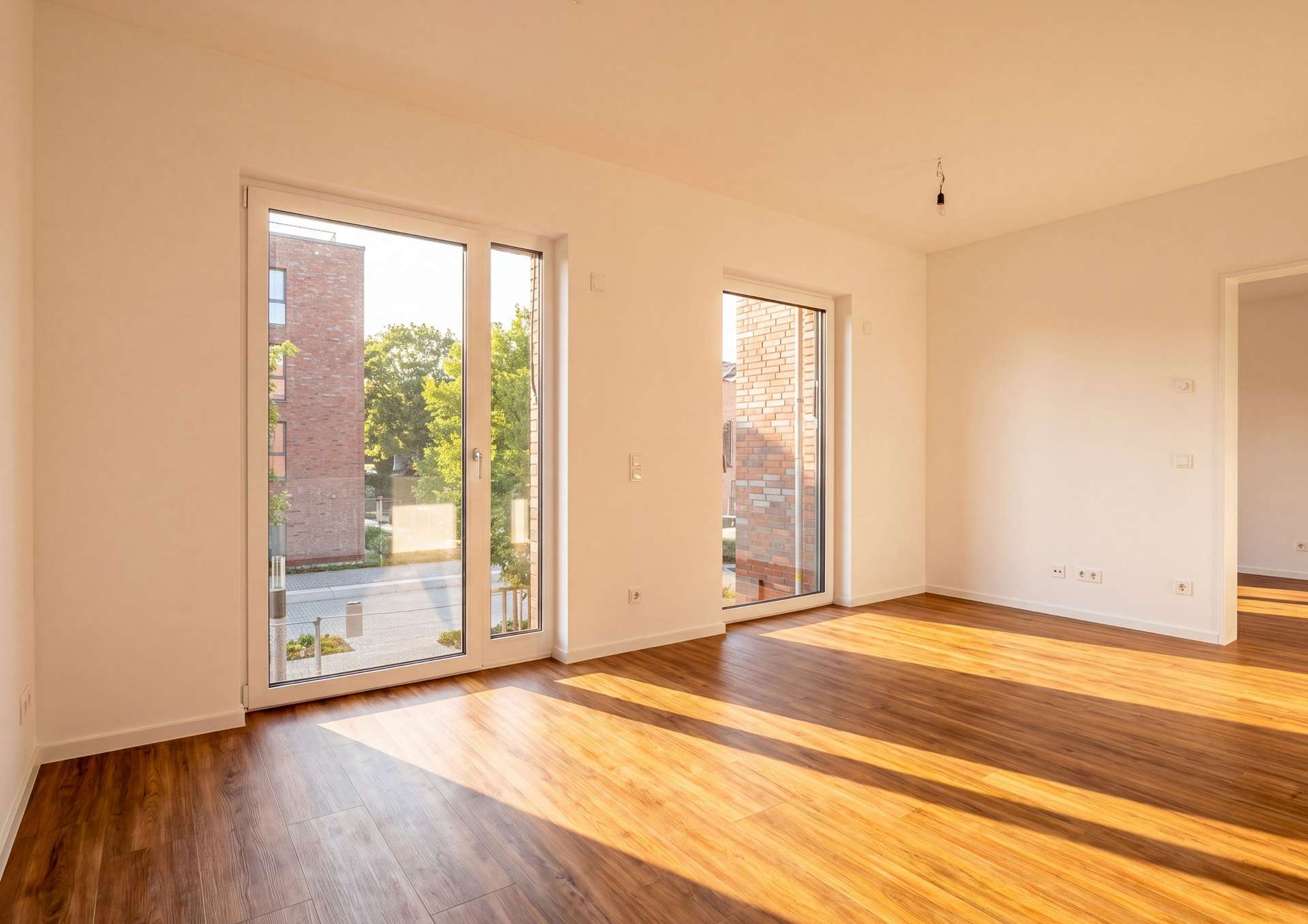 Wohnzimmer mit Balkontür und Ausblick