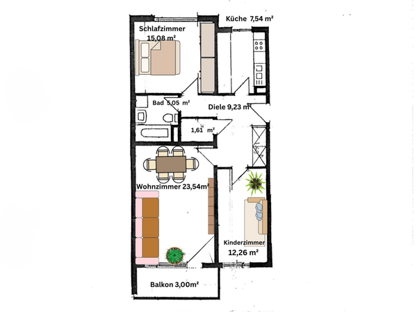 Sofort Bezugsfrei & voller Möglichkeiten - 3-ZImmer-Wohnung mit Balkon und Blick ins Grüne — Bild 20 von 20