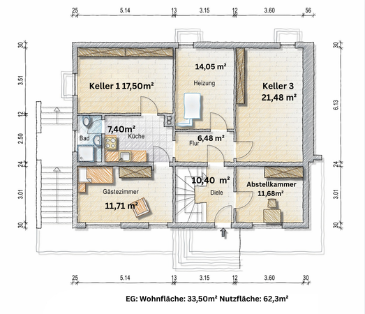 Viel Platz, viele Möglichkeiten: 2 Familienhaus mit großem Gartenparadies — Bild 30 von 32